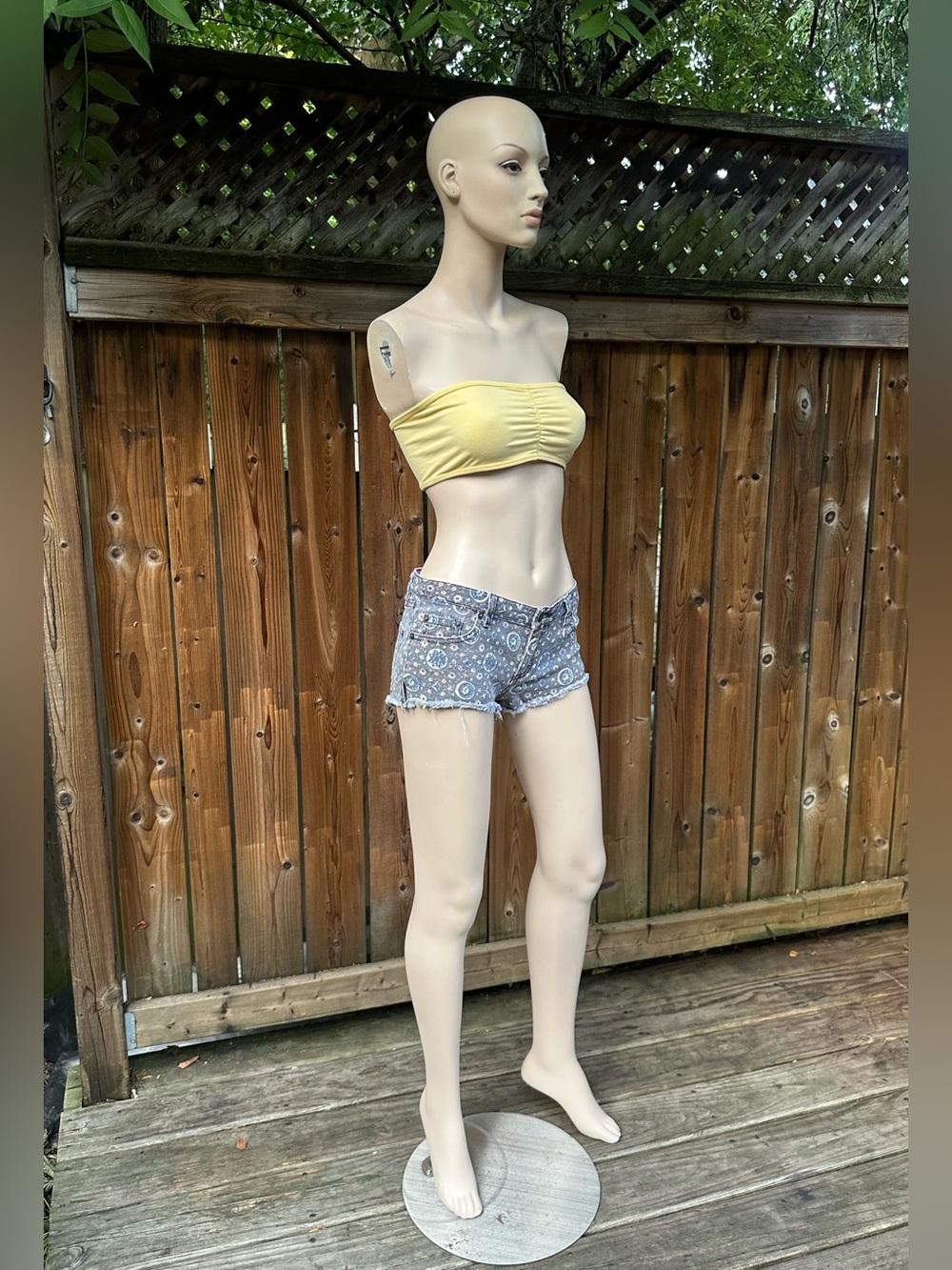 Patterned Jean Short Shorts